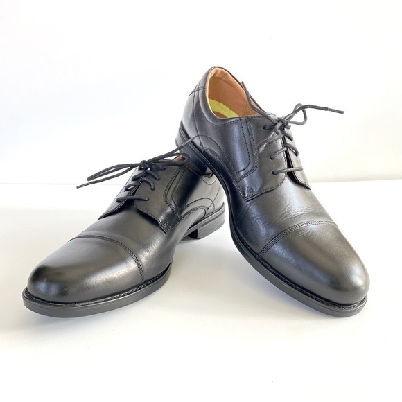 FLORSHEIM Black Leather Midtown Cap Toe Oxford Lace Up Shoes Men's 10D - Picture 1 of 13